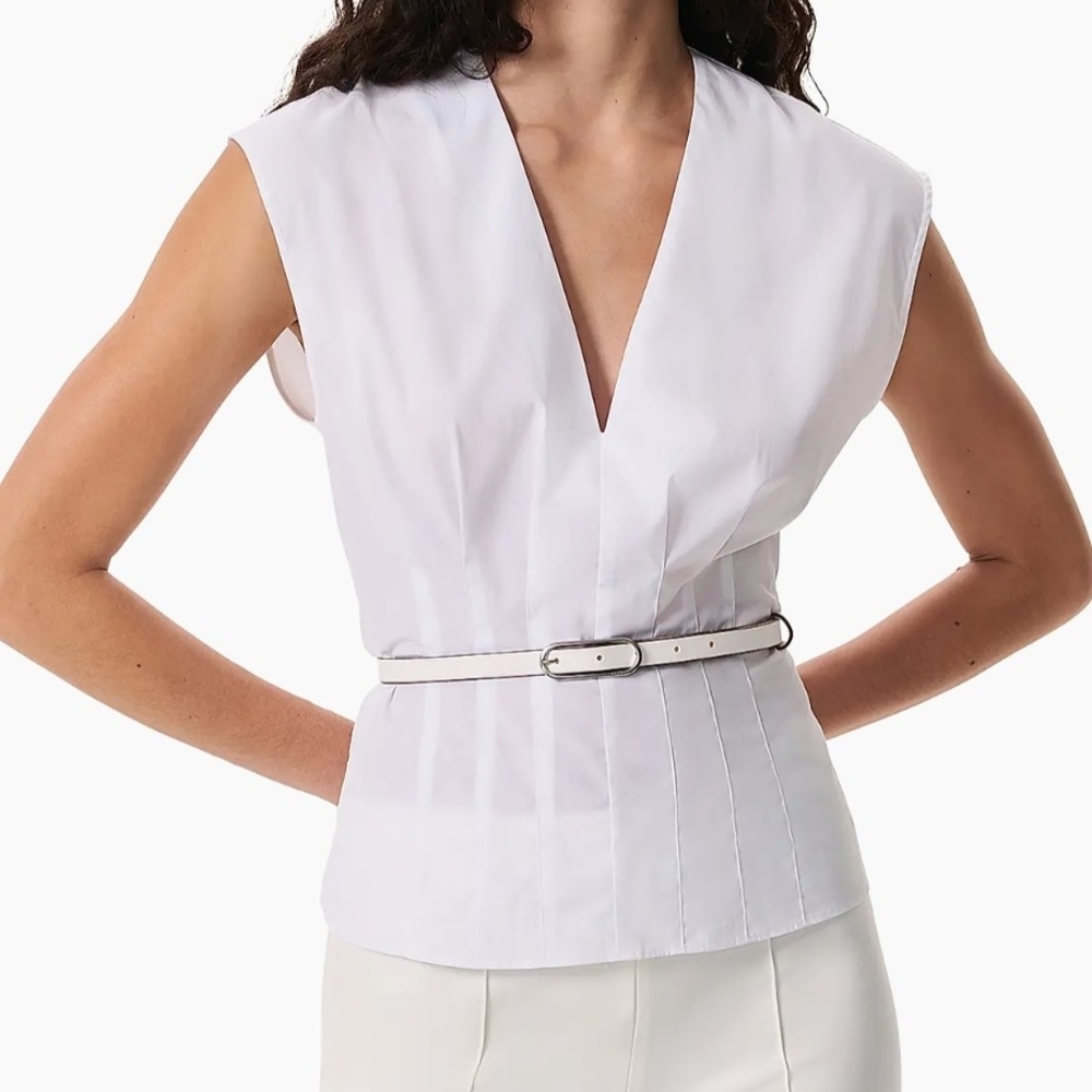 Rag and Bone Ines V-Neck Cotton Poplin Top